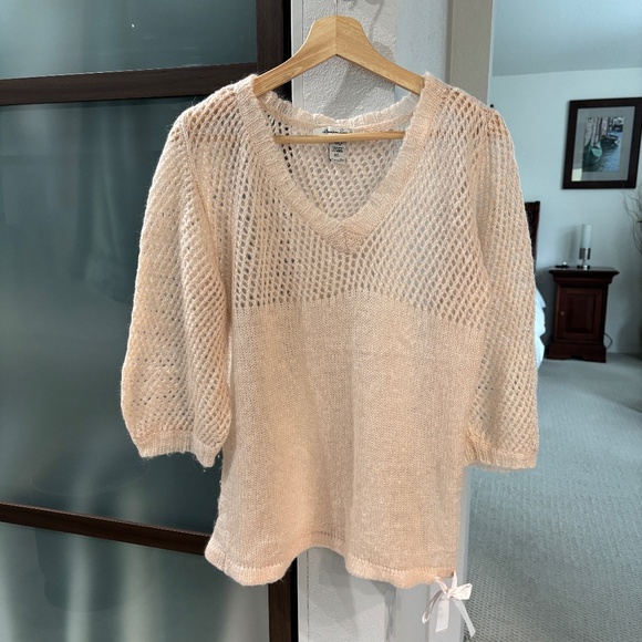 American Rag Wool/Mohair Blend Sweater - Blush/Cream Size L/XL - Picture 2 of 9